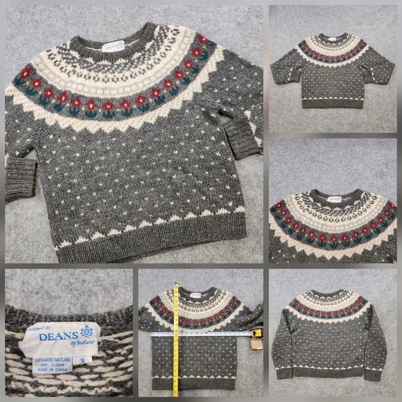 Deans Of Scotland Sweater Womens Small Fair Isle Wool Knit Shetland Pullover - Picture 1 of 15
